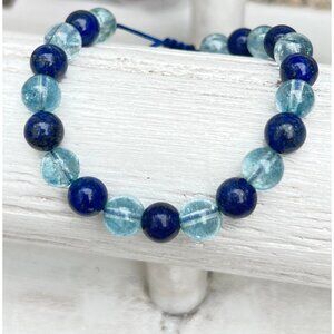 Lapis Lazuli - Aquamarine With Silver handcrafted bracelet